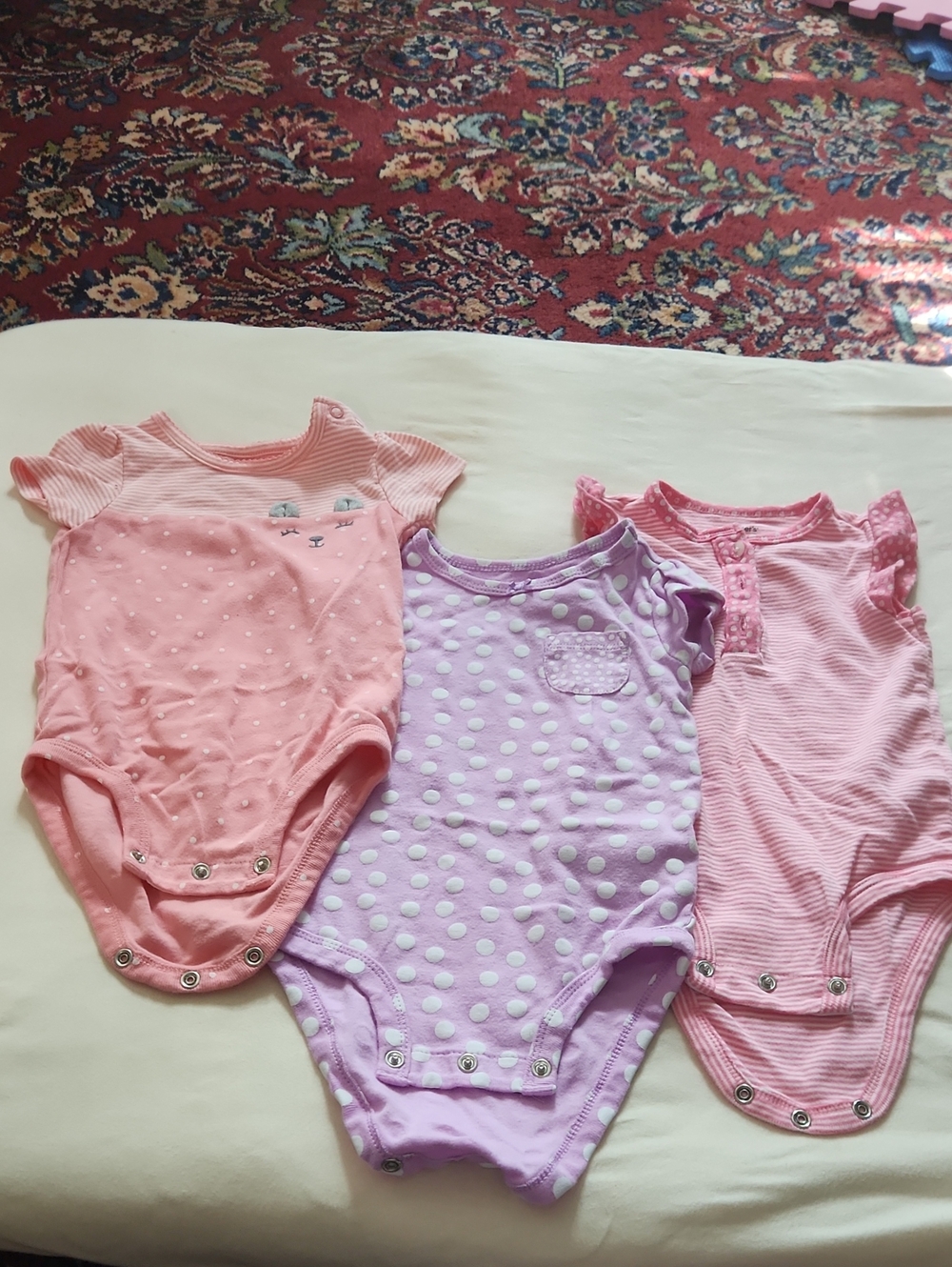Carter's Pink & Lavender Baby One-Piece Bodysuit Set - 3 Pack